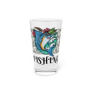 Fish Fishing Water Sports  Glass Pint Glass, Unique Beer Glass, Funny Gift for Fisherman, Independence Day Drinkware, Perfect for Summer BBQs