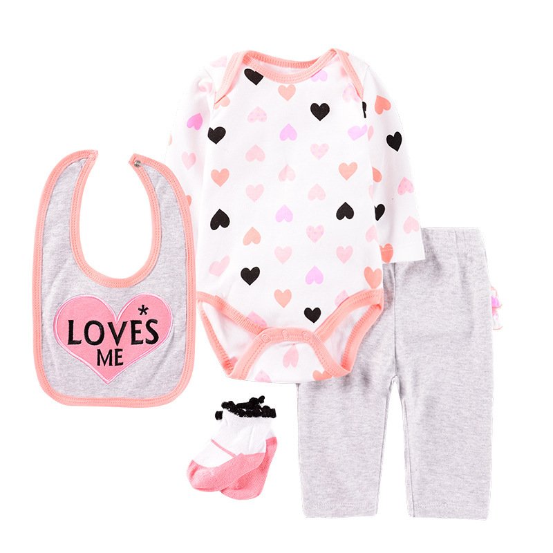 Cartoon Four-piece Baby Clothes 0-1 Year Old Baby Jumpsuit - Image 2