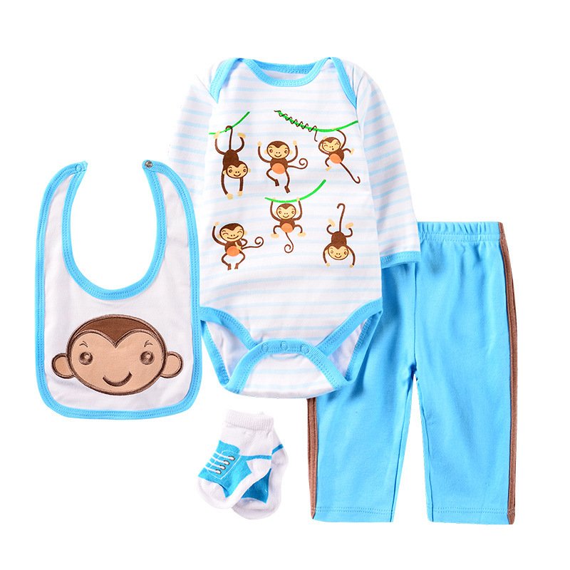 Cartoon Four-piece Baby Clothes 0-1 Year Old Baby Jumpsuit - Image 6