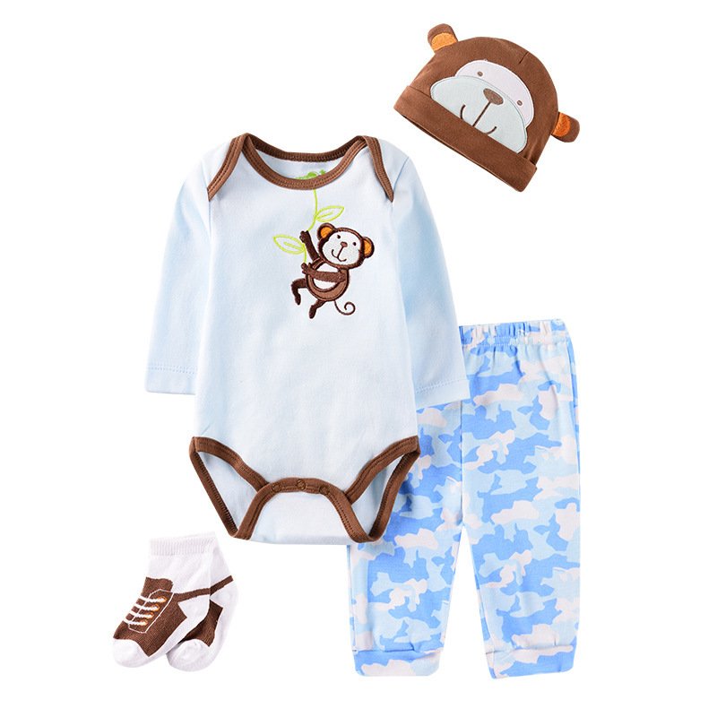 Cartoon Four-piece Baby Clothes 0-1 Year Old Baby Jumpsuit - Image 4