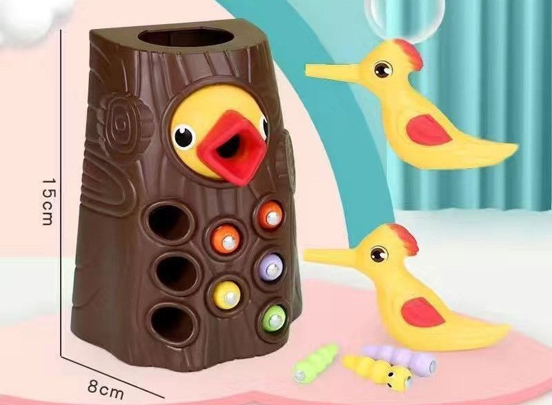 Family Toys Click Here For More OptionsWoodpecker Magnetic Catch The Worm Animal Feeding Game Small Birds Children Educate Fishing Toys Kit Kids Gift Set - Image 4