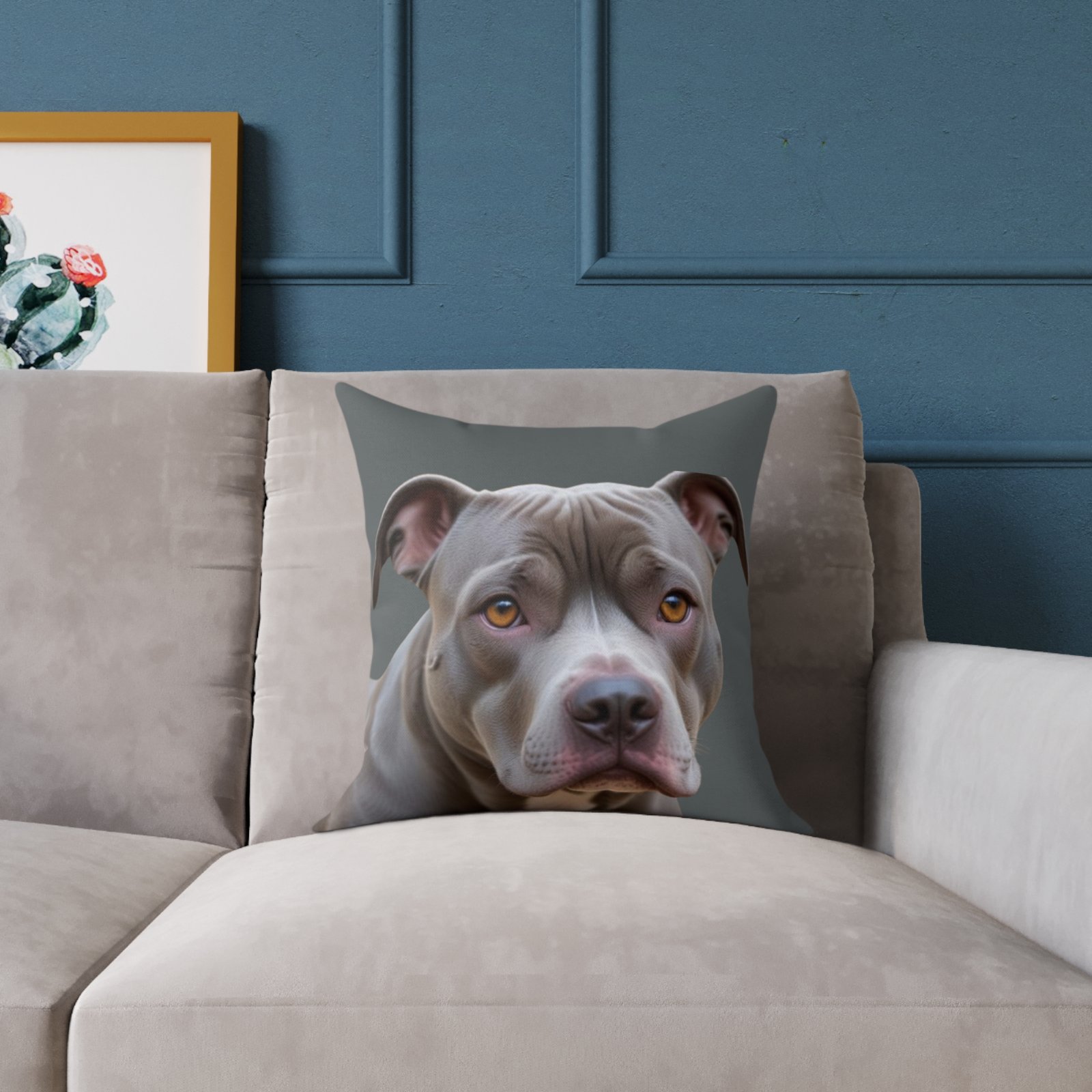 Staffordshire Bull Terrier Square Poly Canvas Pillow - Image 3