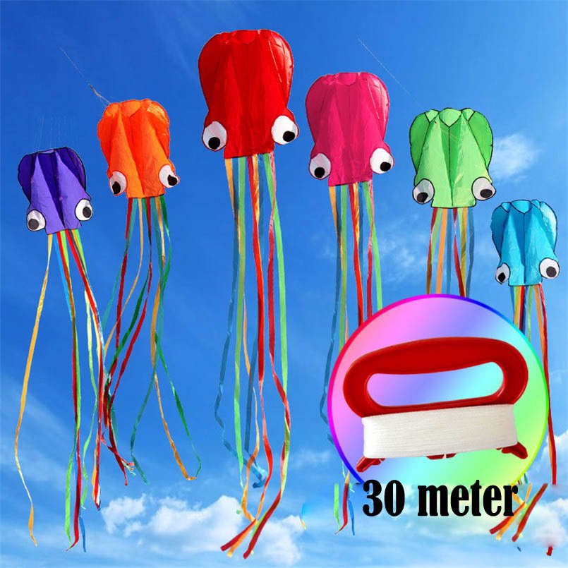3D 4M Large Octopus Kite with Handle Line Children Outdoor Summer Game Professional Stunt Software Power Beach Kite Kids Toy - Image 2