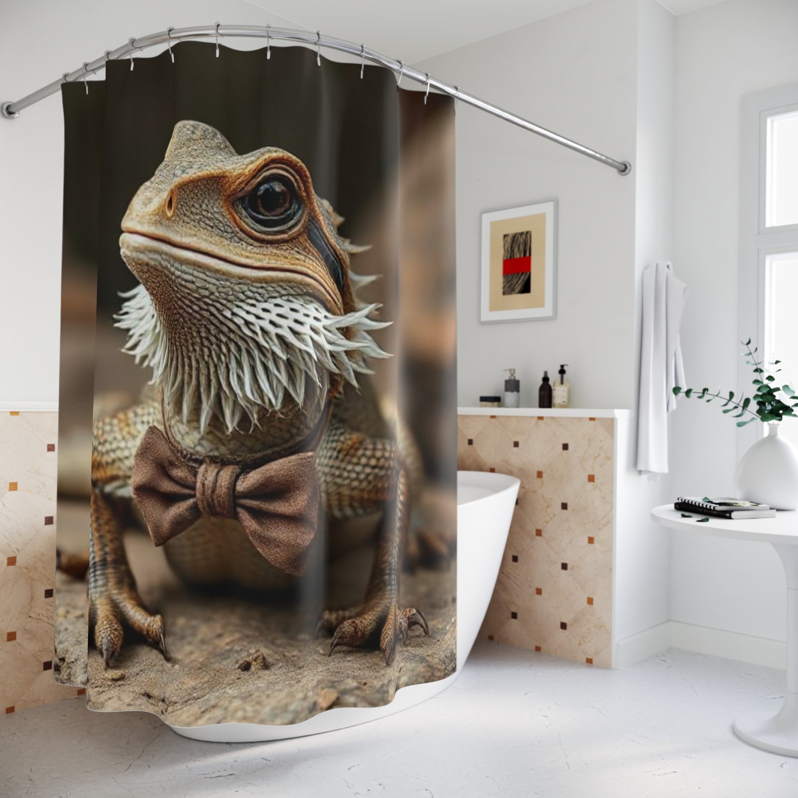 Bearded Dragon Shower Curtain, Unique Bathroom Decor, Reptile Lovers Gift, Fun Home Accessories, Quirky Bathroom Style - Image 4