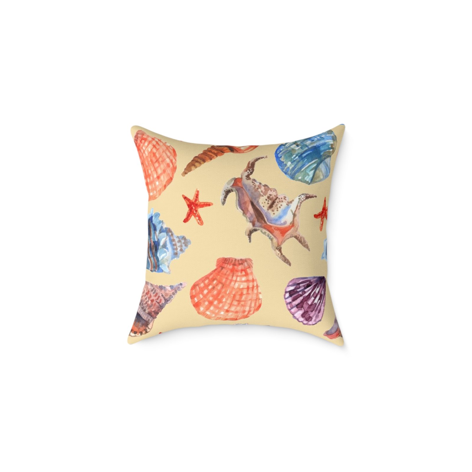 Sea shells Seaside Beach Square Poly Canvas Pillow 08 - Image 5