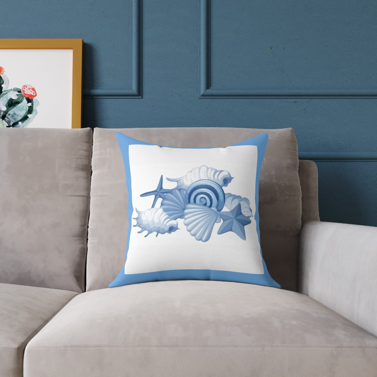 Sea shells Seaside Beach Square Poly Canvas Pillow 08 - Image 3
