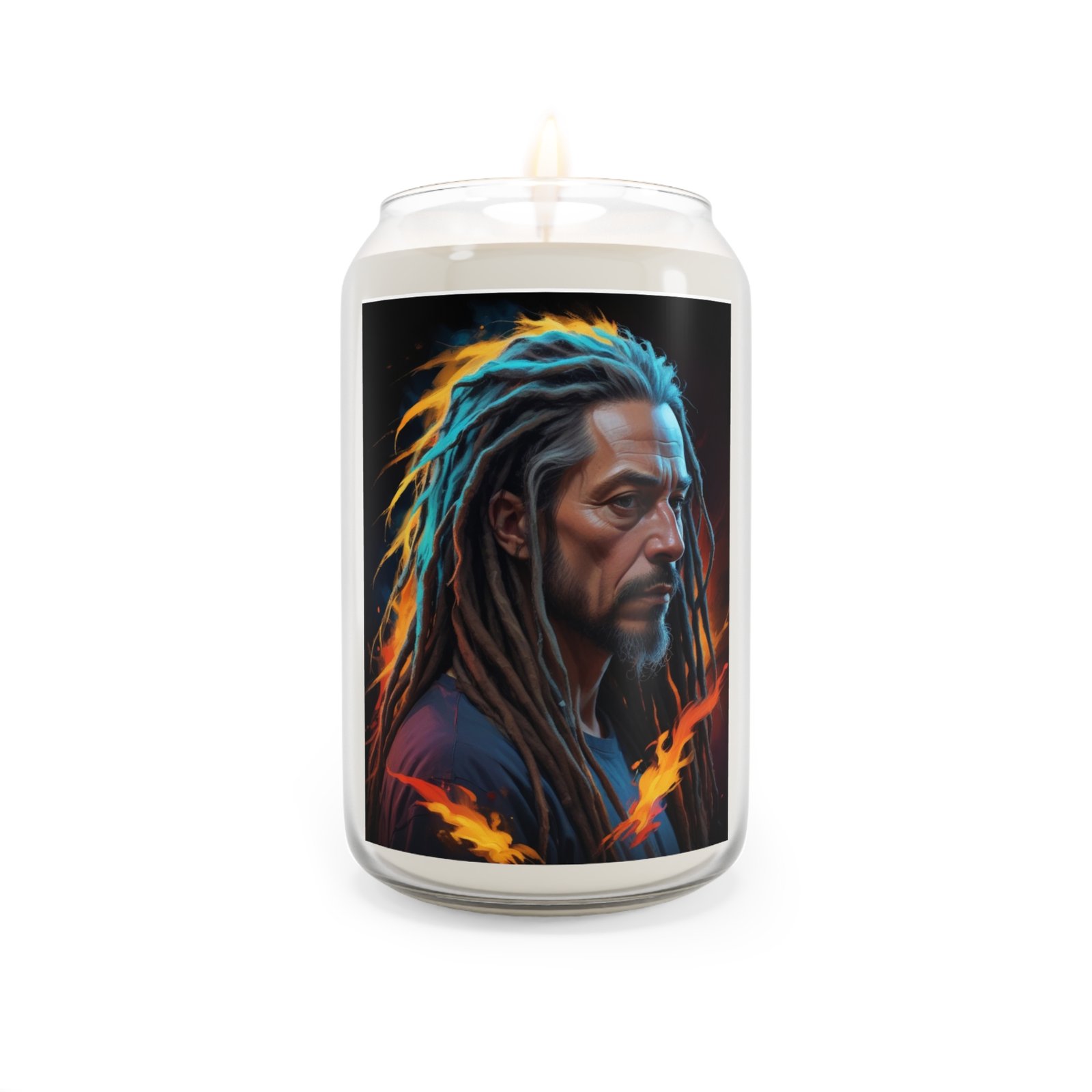 Scented Candle, Rasta Reggae Dreadlocks Design, 13.75oz