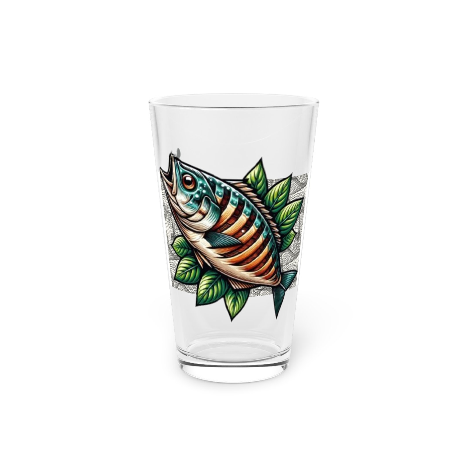 Fish Fishing Water Sports Glass Pint Glass, Unique Beer Glass, Funny Gift for Fisherman, Independence Day Drinkware, Perfect for Summer BBQs