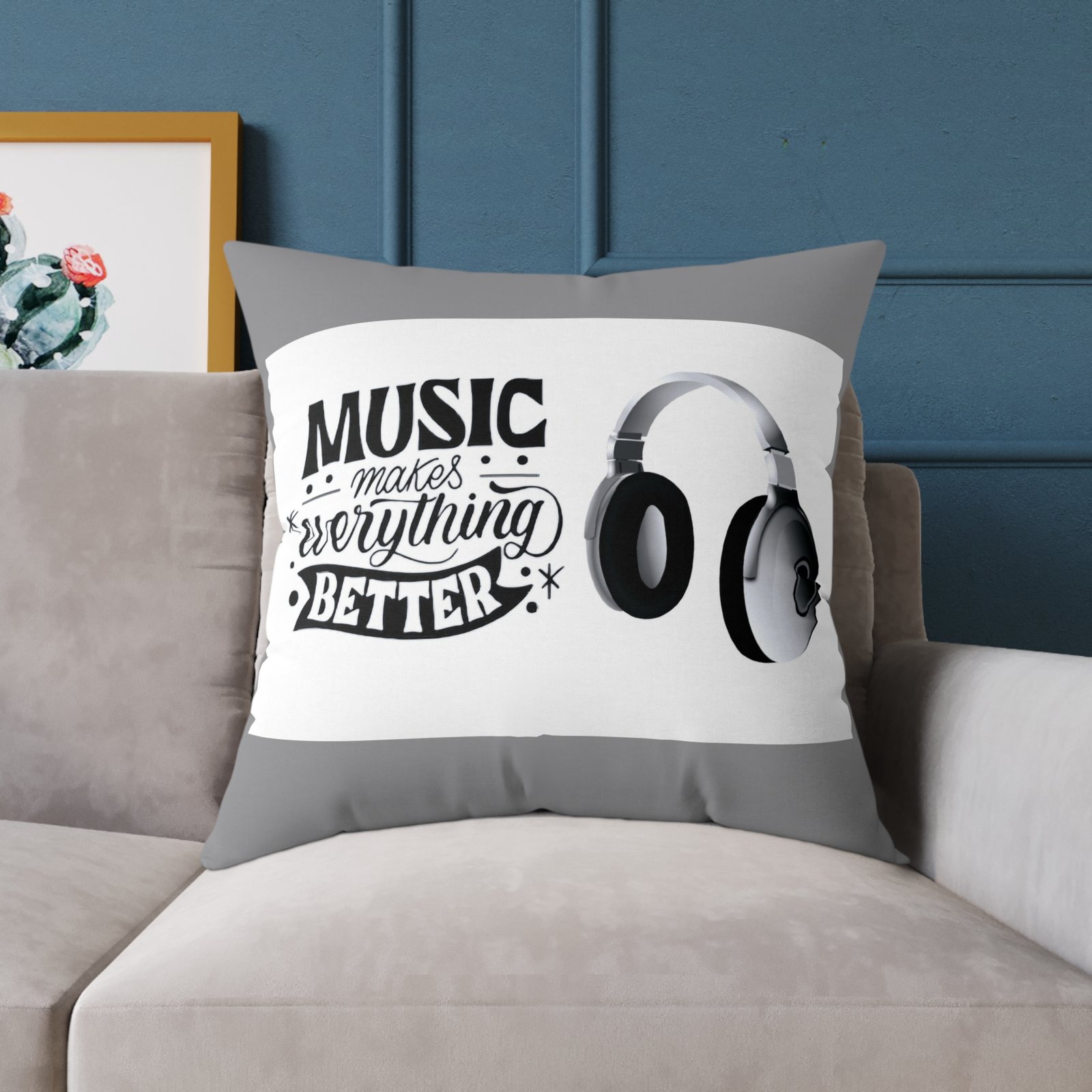 Headphones Poly Canvas Pillow - Image 19