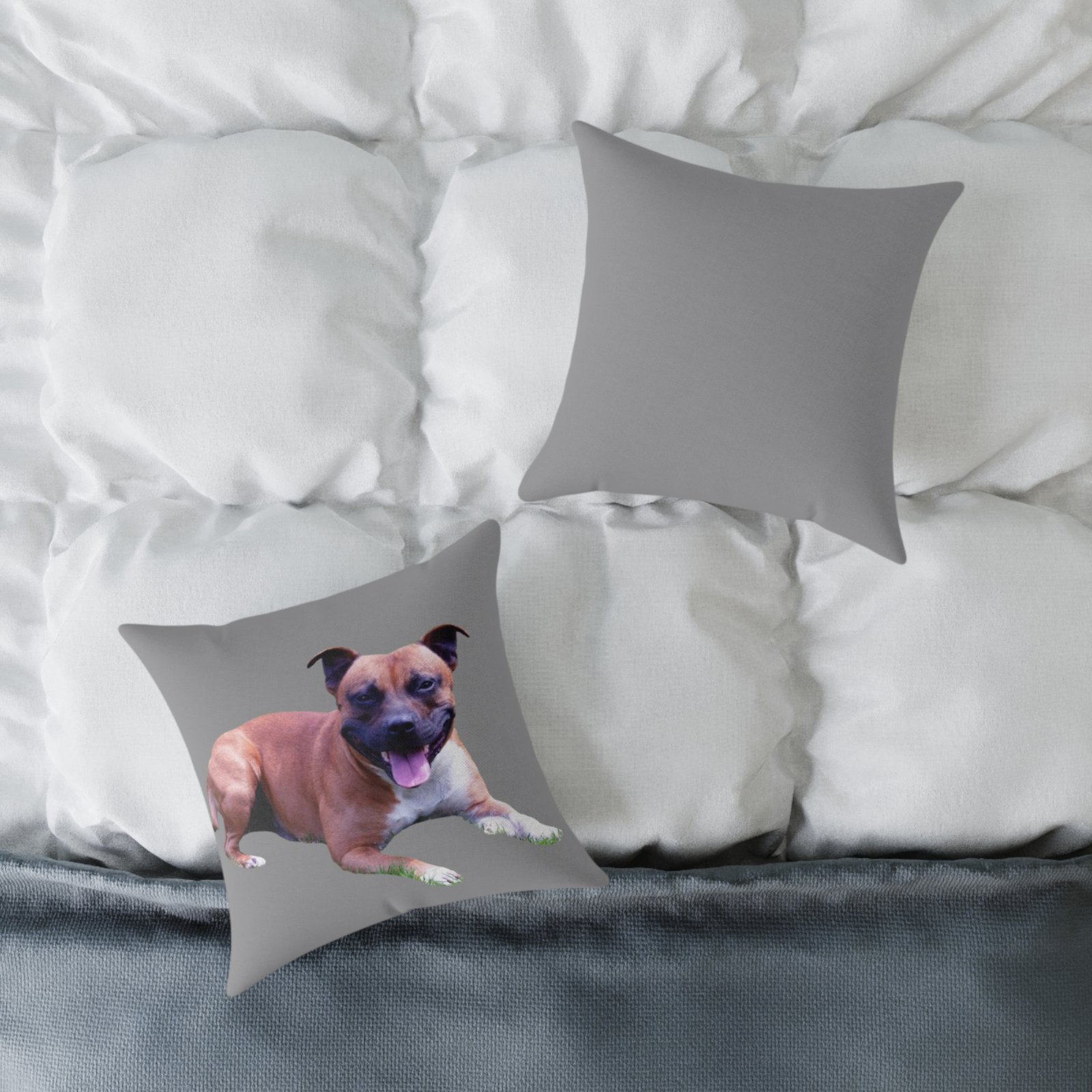 Staffordshire Bull Terrier Square Poly Canvas Pillow - Image 4