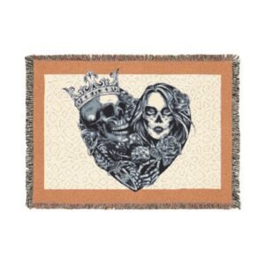 Tattoo Art Woven Blanket | Cozy Home Decor | Gift for Her, Boho Throw Blanket, Modern Accent, Comfy Couch Cover
