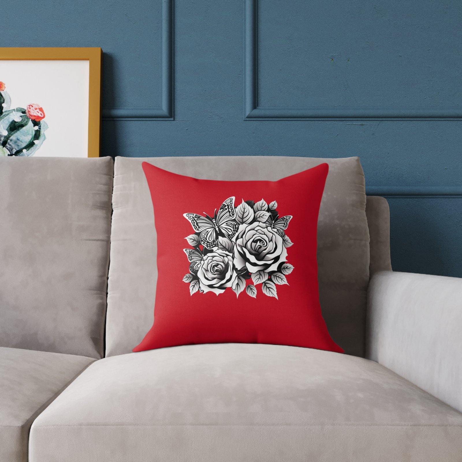 Butterfly Square Poly Canvas Pillow - Image 3