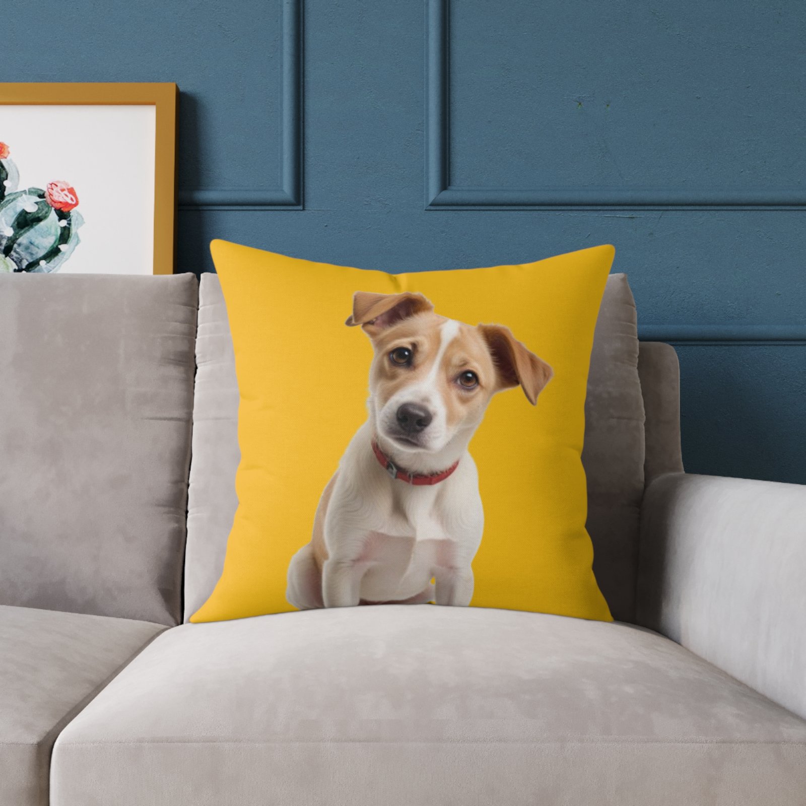 Jack Russell Square Poly Canvas Pillow - Image 11