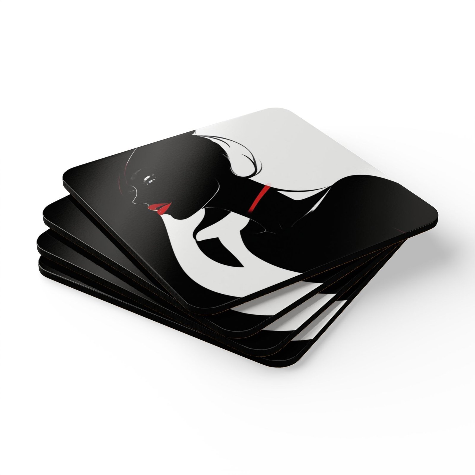 Black And White Corkwood Coaster Set - Image 3