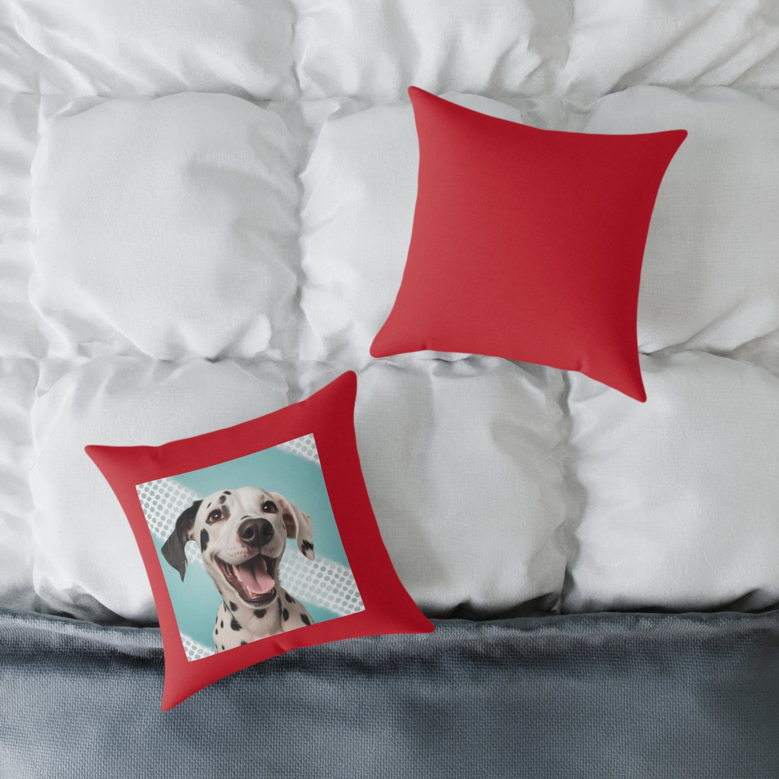 Dalmatian Pet Dog Puppy Cushion 08 .Square Poly Canvas Pillow 08 - Image 4