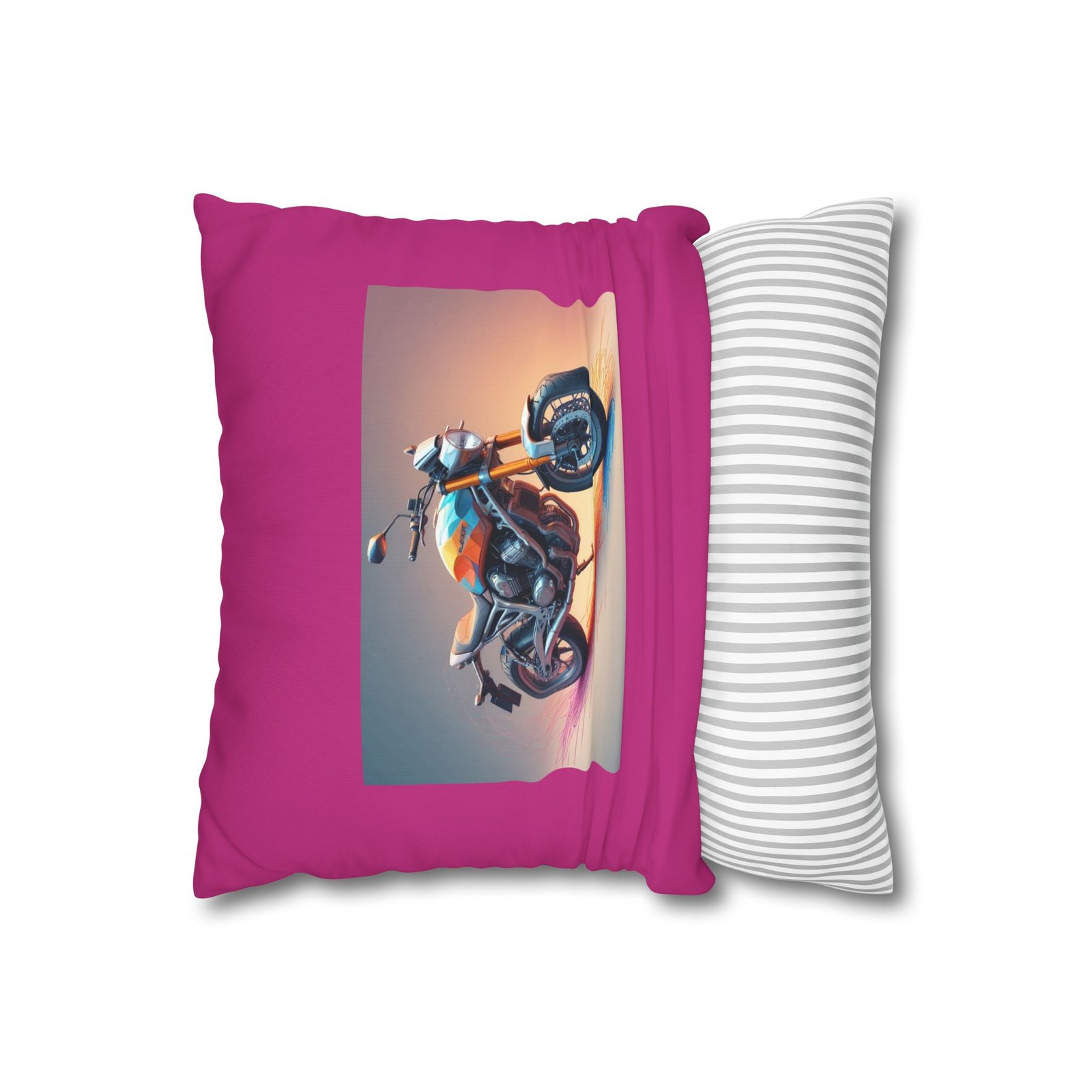 Scrambling Bikes Square Poly Canvas Pillowcase - Image 2