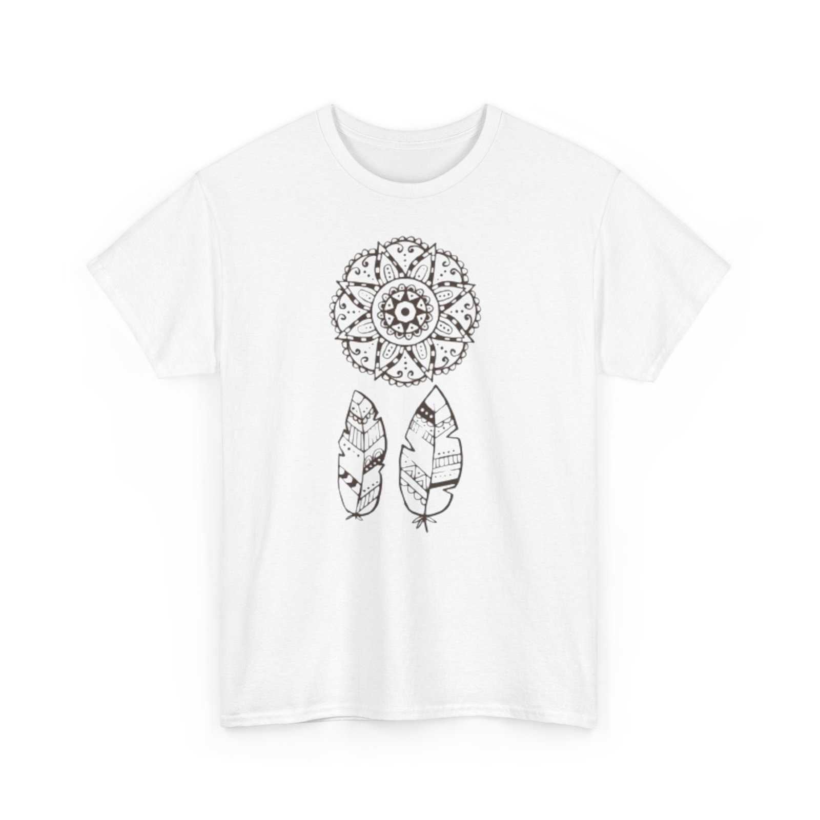 Vibrant Dream Catcher Tattoo Unisex Heavy Cotton Tee, Soft Graphic Tee, Casual Wear, Festival Shirt, Gift for Flower Lovers - Image 3
