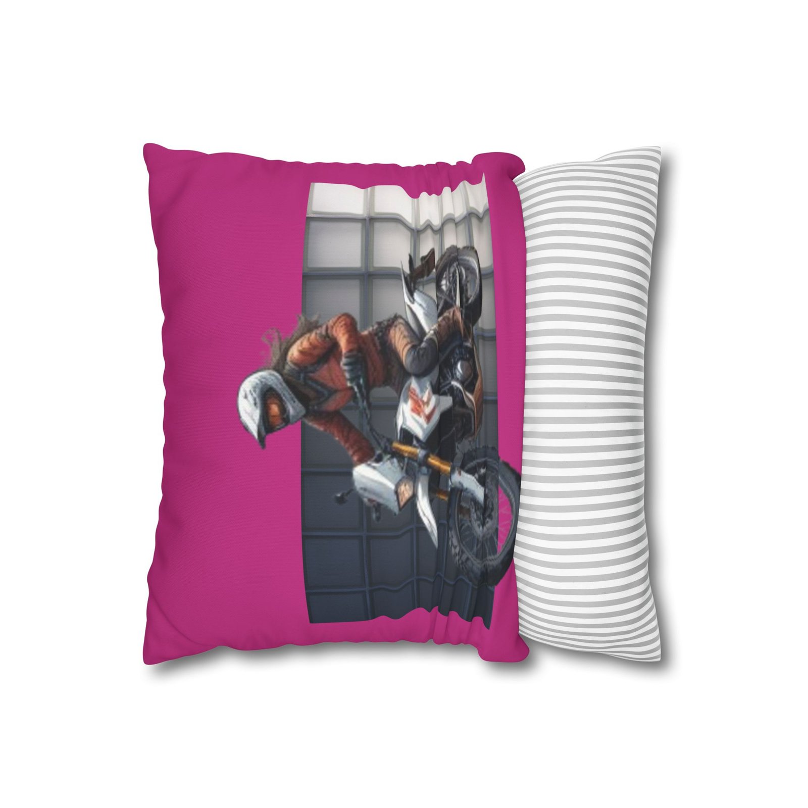 Scrambling Bikes Square Poly Canvas Pillowcase - Image 2