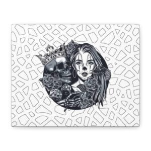 Tattoo Canvas Art, Gothic Home Decor, Edgy Wall Art, Unique Gift for Halloween, Alternative Room Decoration