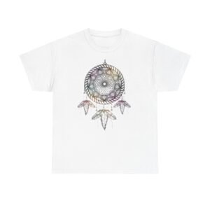 Vibrant Dream Catcher Tattoo Unisex Heavy Cotton Tee, Soft Graphic Tee, Casual Wear, Festival Shirt, Gift for Flower Lovers