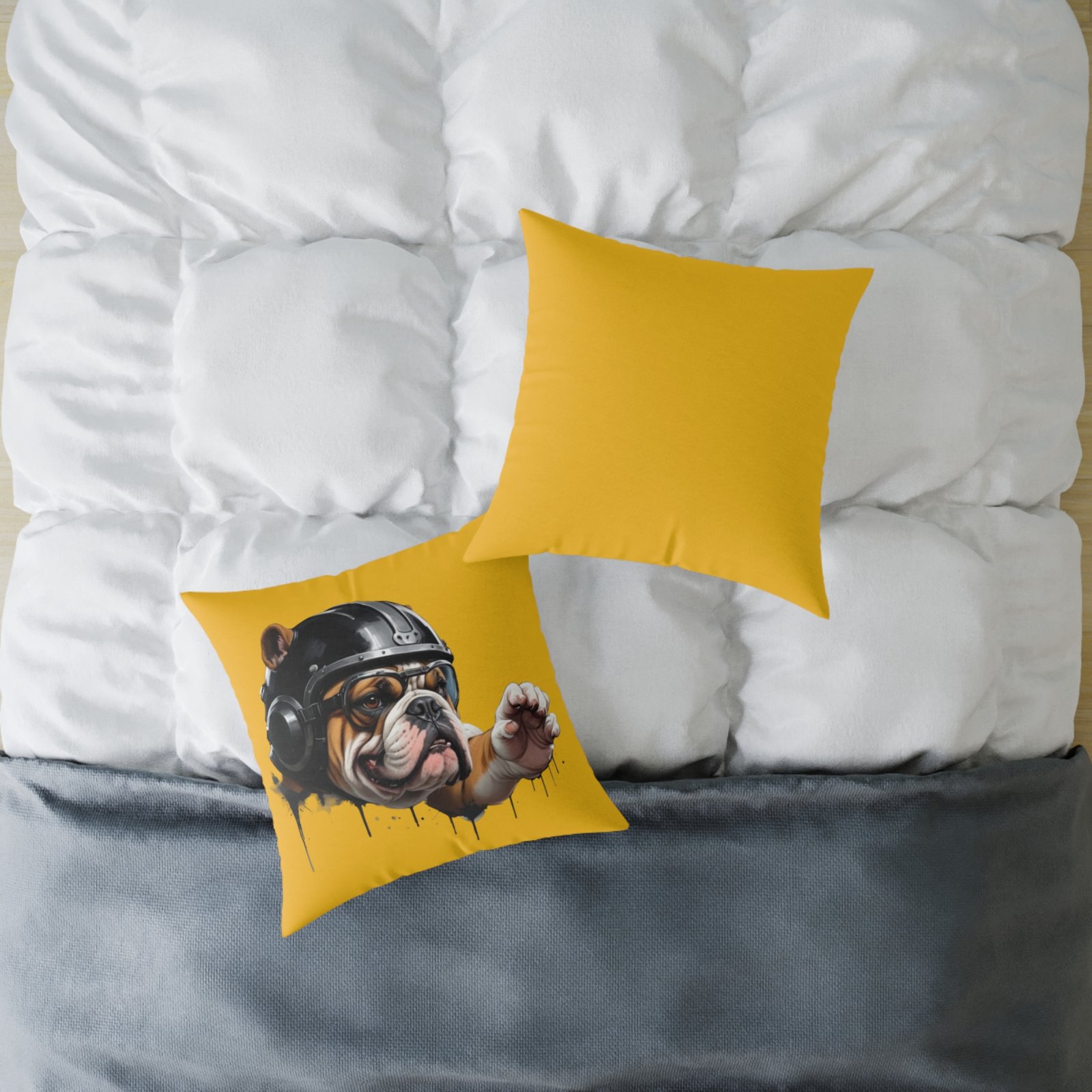 Flight Of The Bulldog Square Poly Canvas Pillow - Image 12
