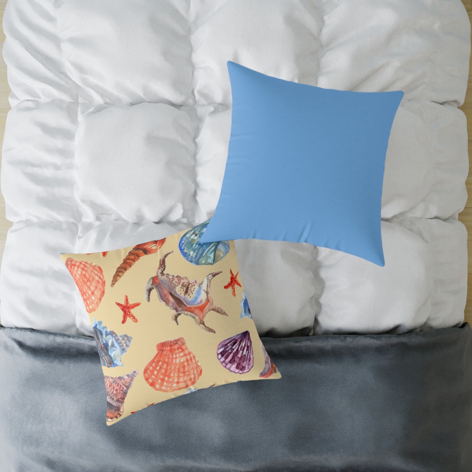 Sea shells Seaside Beach Square Poly Canvas Pillow 08 - Image 16