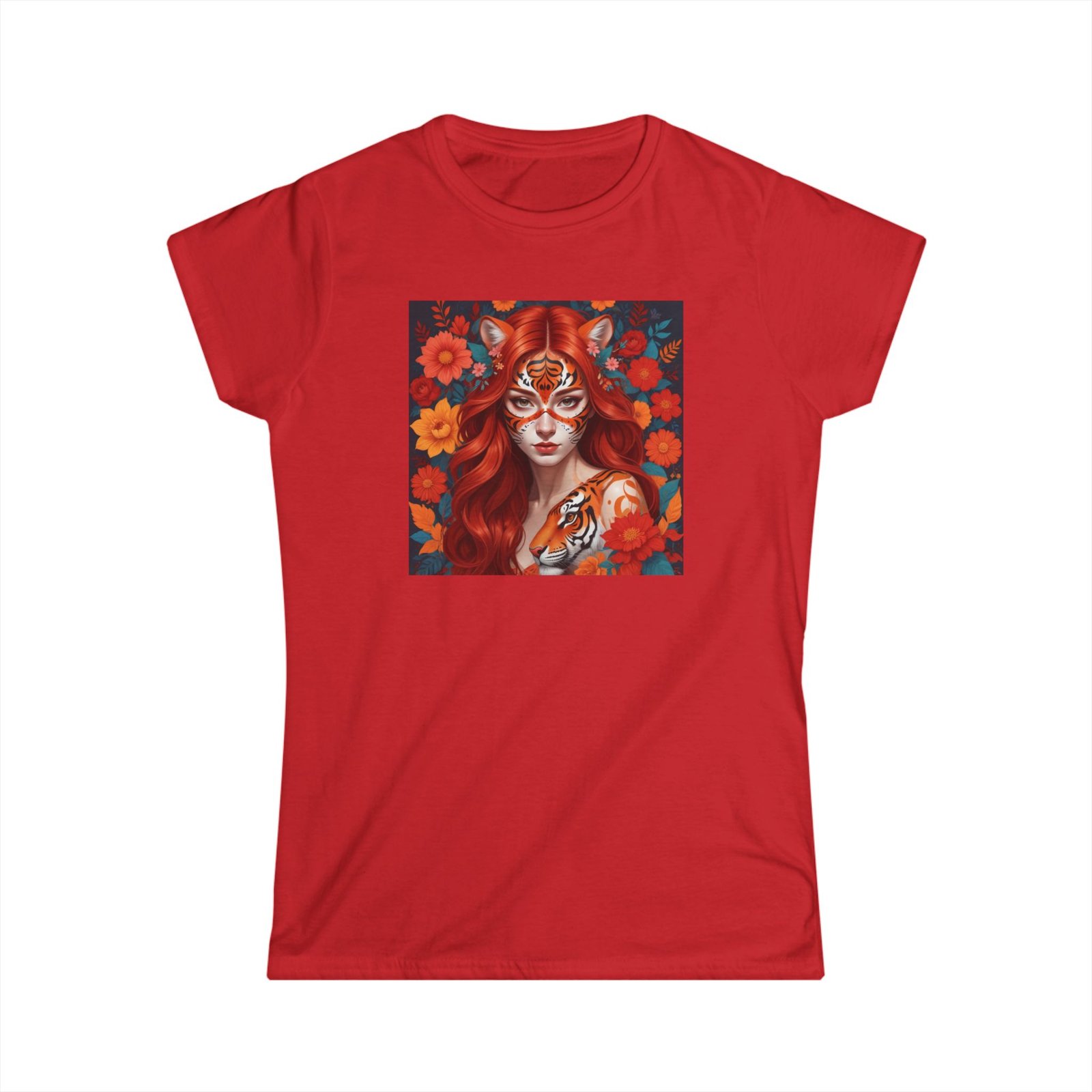 Tiger Lady Art Design Tattoo Soft style Tshirt - Image 31