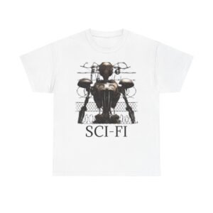 Sci-Fi Robot Futuristic Tee, Unisex Cotton T-Shirt, Geeky Clothing, Perfect Gift for Sci-Fi Lovers, Casual Wear, Unique Graphic Tee