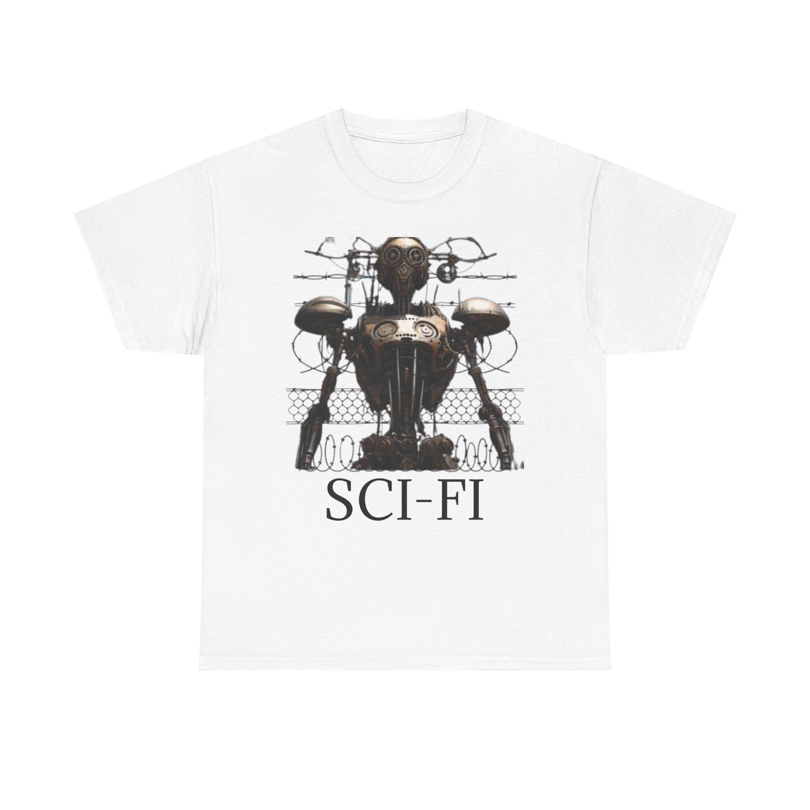 Sci-Fi Robot Futuristic Tee, Unisex Cotton T-Shirt, Geeky Clothing, Perfect Gift for Sci-Fi Lovers, Casual Wear, Unique Graphic Tee