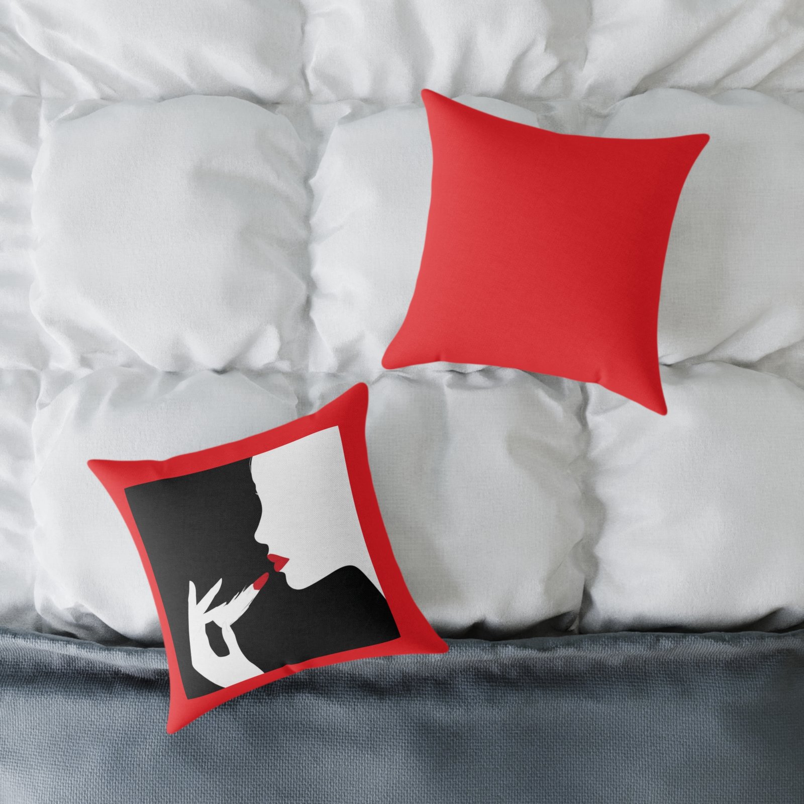 Black & White Square Poly Canvas Pillow - Image 4