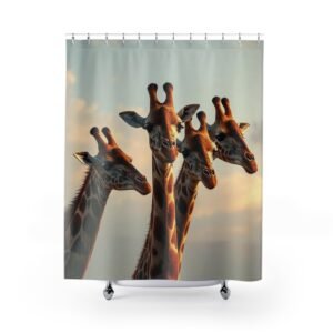 Giraffes Shower Curtain, Unique Bathroom Decor, Reptile Lovers Gift, Fun Home Accessories, Quirky Bathroom Style