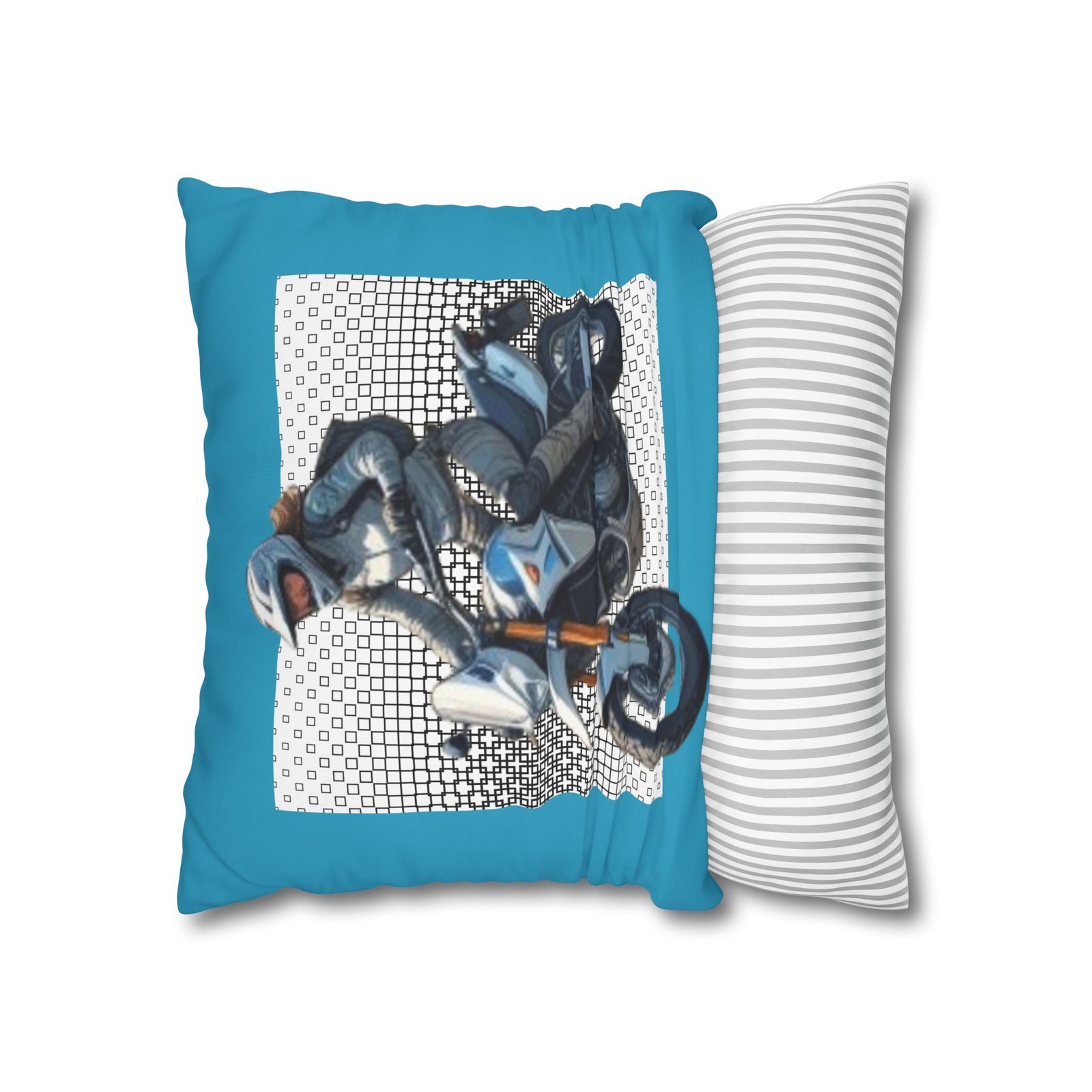Scrambling Bikes Square Poly Canvas Pillowcase - Image 6