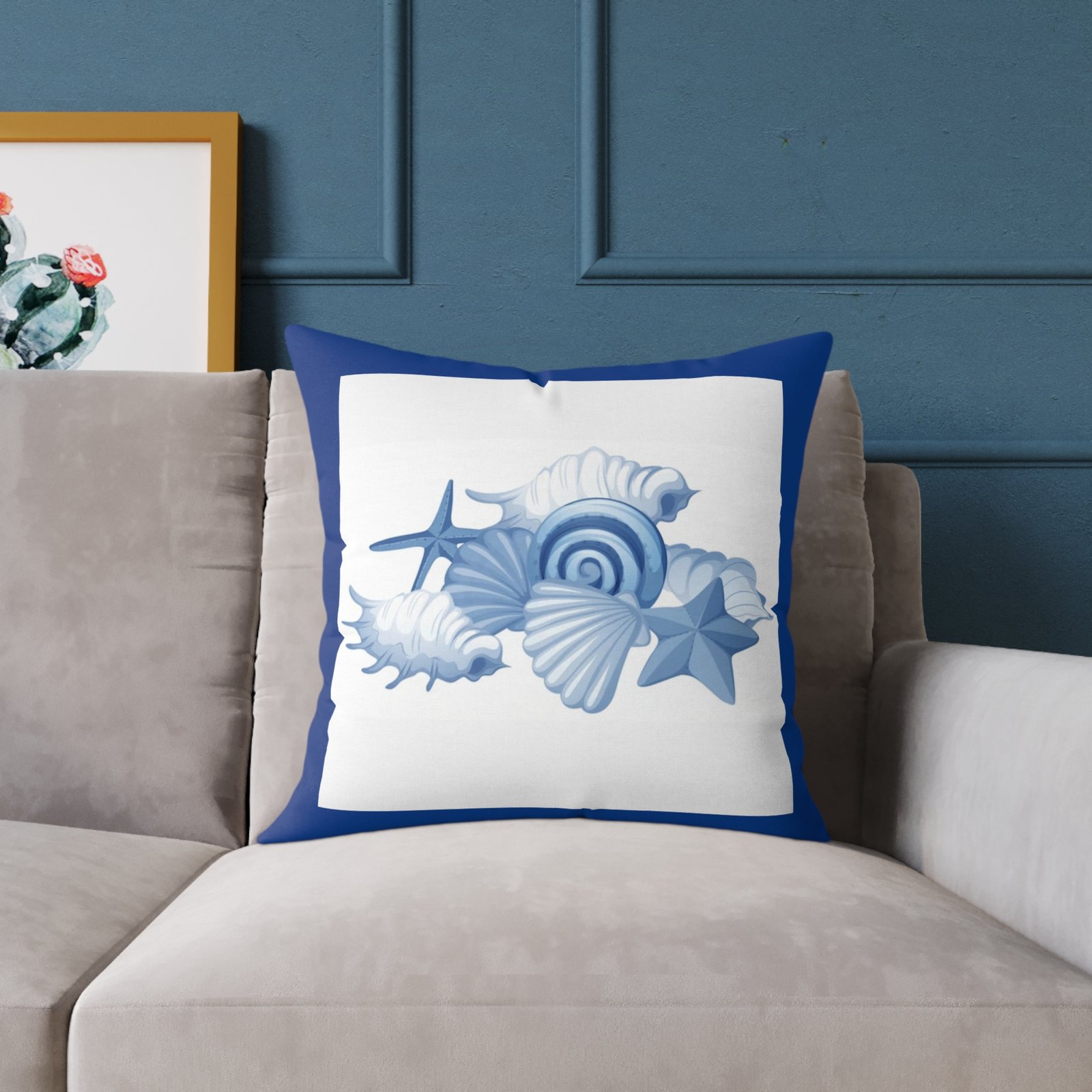 Sea shells Seaside Beach Square Poly Canvas Pillow 08 - Image 11