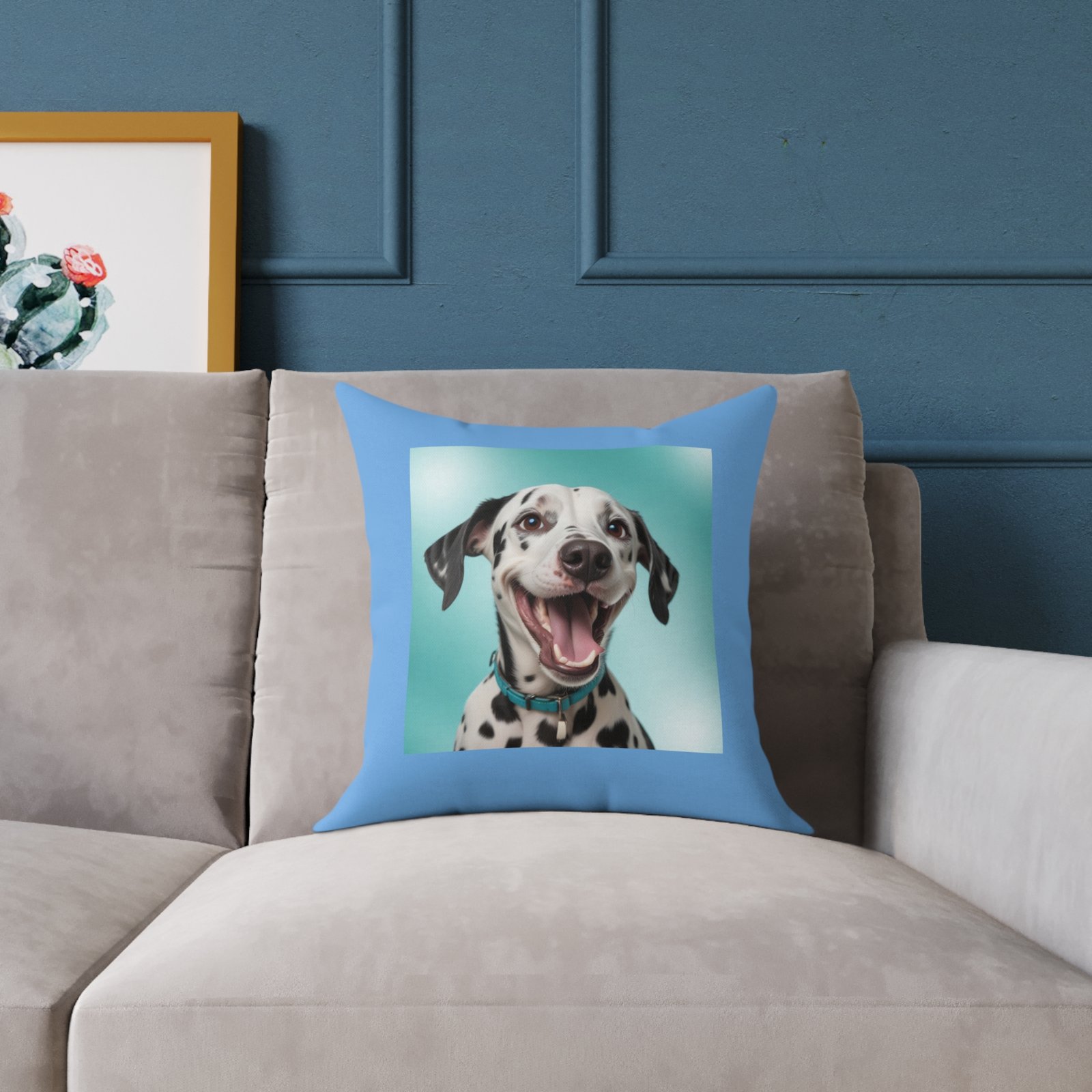 Dalmatian Pet Dog Puppy Cushion 08 Square Poly Canvas Pillow 08 - Image 3