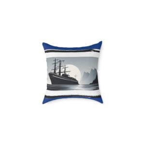 Square Pillow Ships Boats Yachts Sea Sailing Vessels Nautical Decor