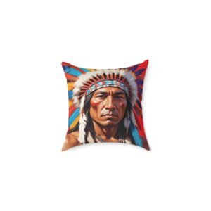 Red Indian  Square Poly Canvas Pillow