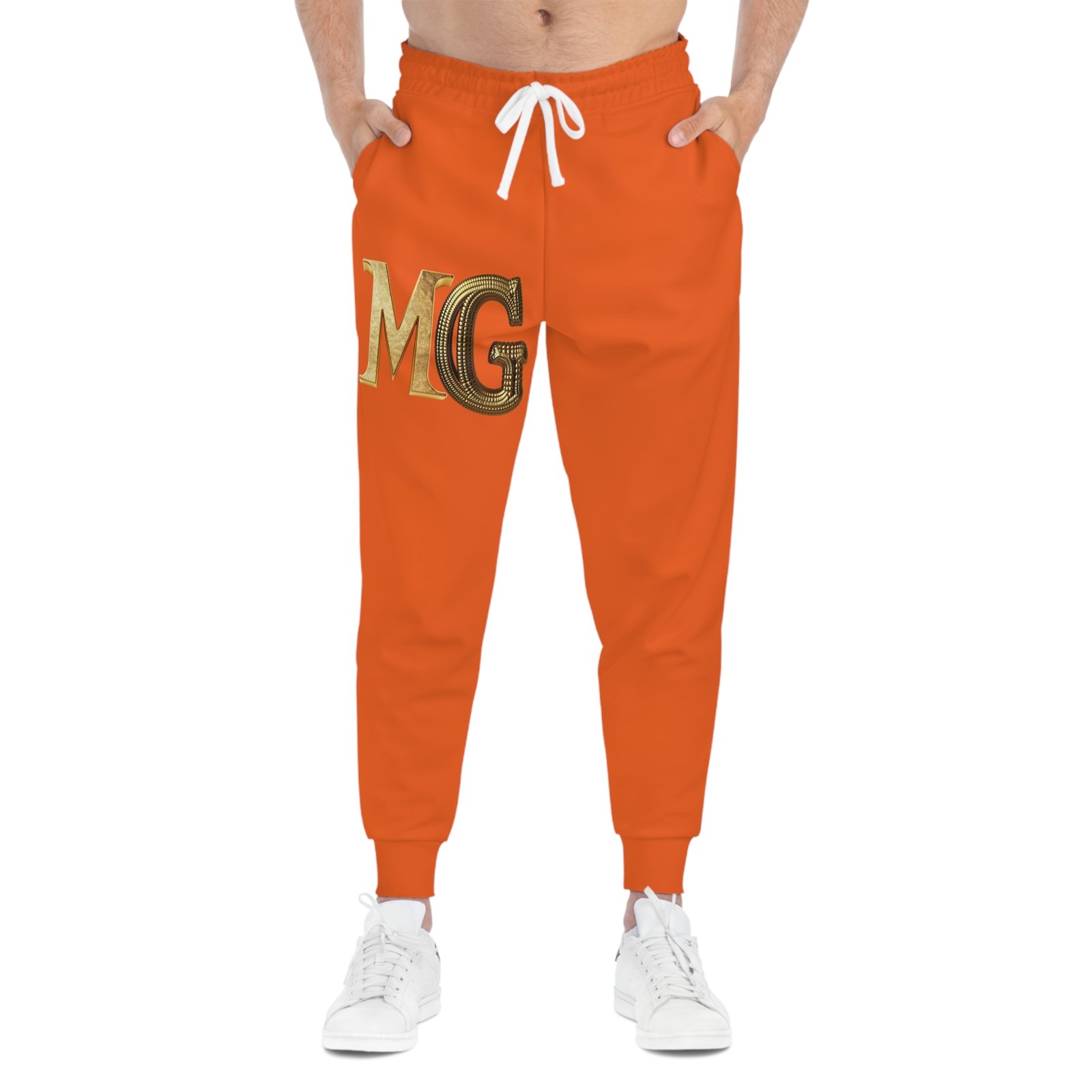 Athletic Joggers with MG Design, Comfortable Jogging Pants, Sportswear Gift, Activewear, Fitness Apparel, Red Joggers - Image 3
