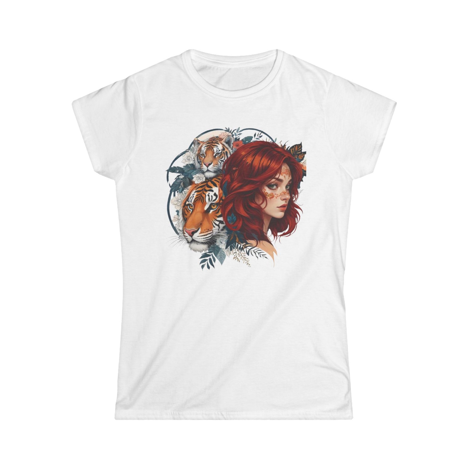 Tiger Lady Art Design Tattoo Soft style Tshirt