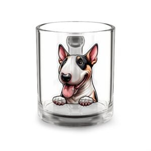 Bull Terrier Glass Mug, Pet Lover's Gift, Cute Beverage Container, Dog-Themed Coffee Mug, Perfect for Dog Owners