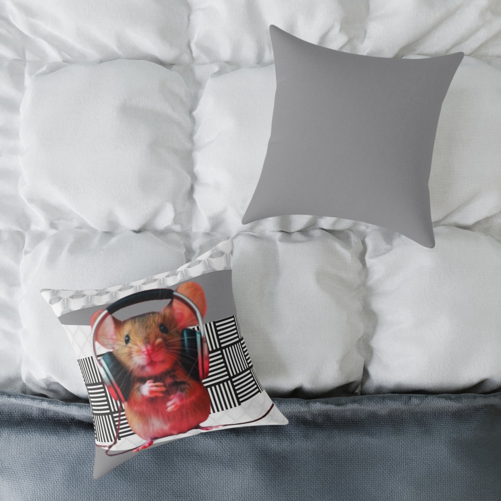 Music Dj Animal Headphones Square Poly Canvas Pillow 08 - Image 8