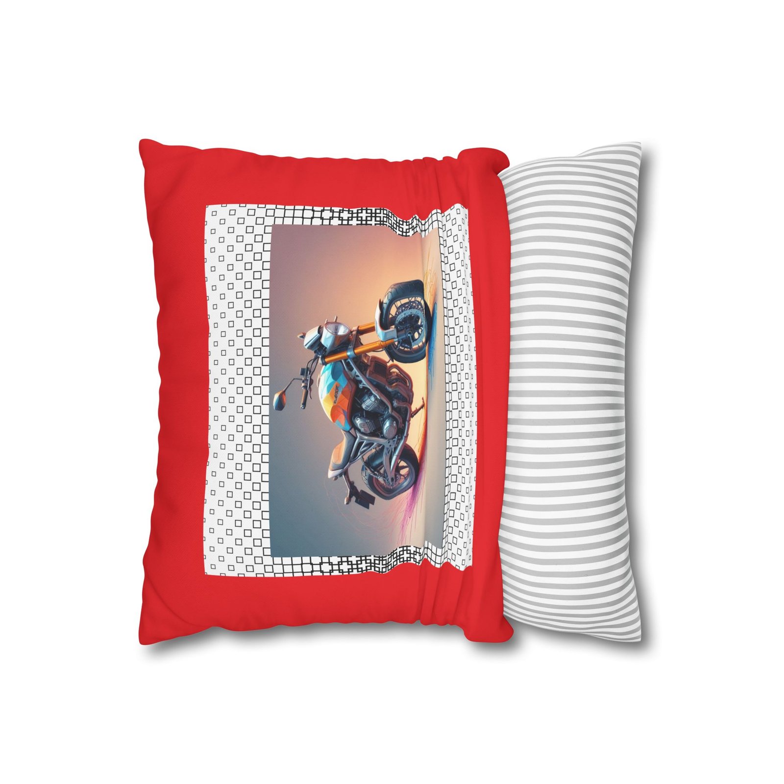 Scrambling Bikes Square Poly Canvas Pillowcase - Image 2
