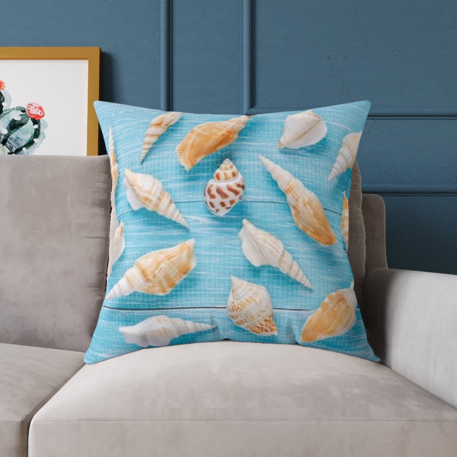 Sea shells Seaside Beach Square Poly Canvas Pillow 08 - Image 19