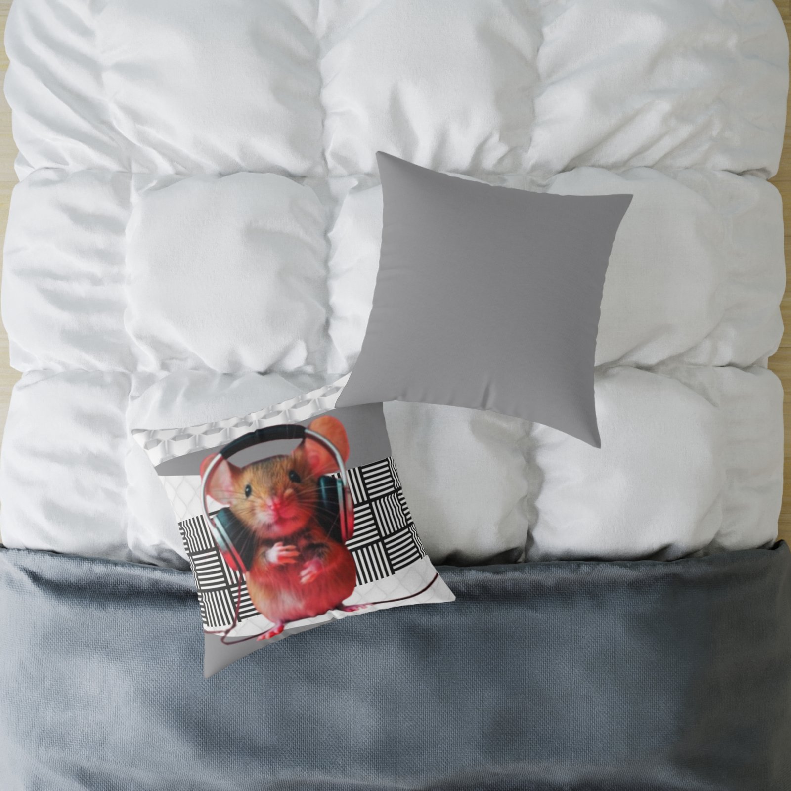 Music Dj Animal Headphones Square Poly Canvas Pillow 08 - Image 12