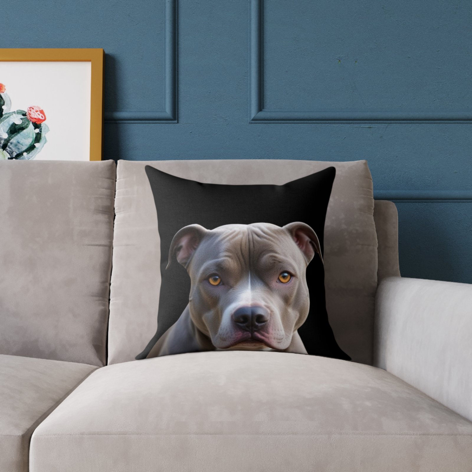 Staffordshire Bull Terrier Square Poly Canvas Pillow - Image 3