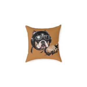 Flight Of The Bulldog Square Poly Canvas Pillow