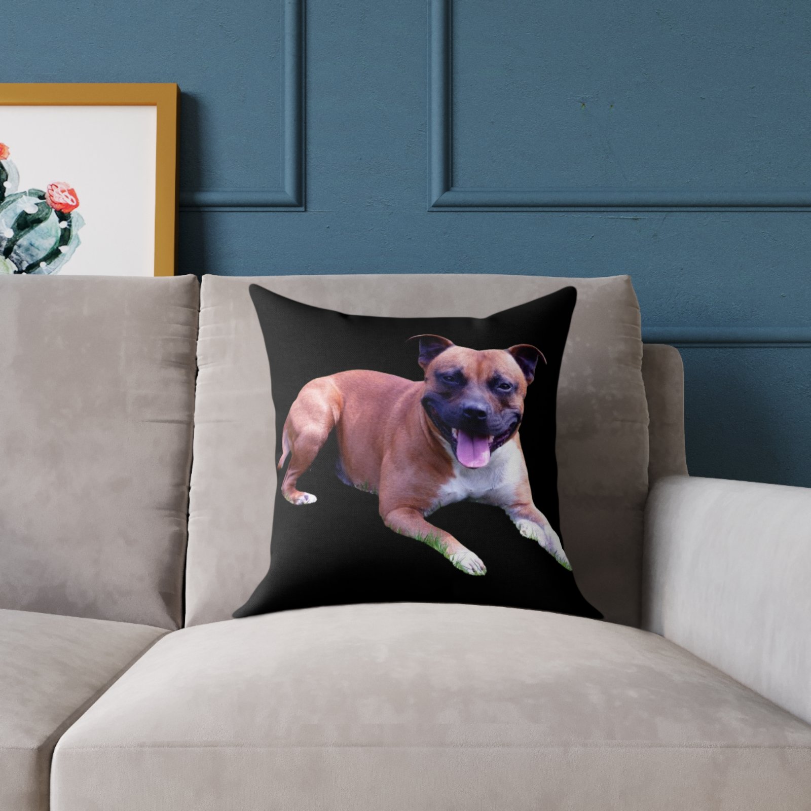 Staffordshire Bull Terrier Square Poly Canvas Pillow 08 - Image 3