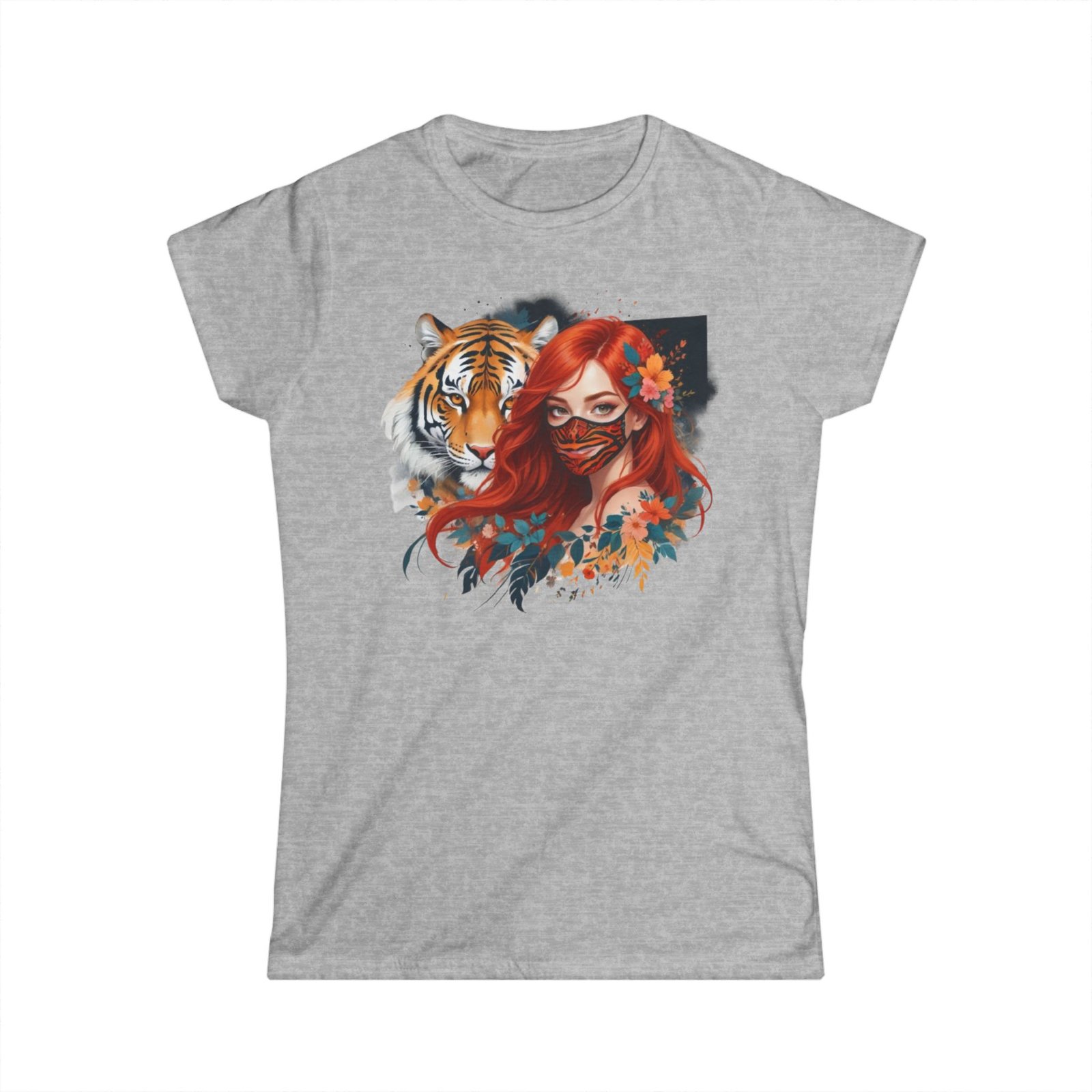 Tiger Lady Art Design Tattoo Soft style Tshirt - Image 7