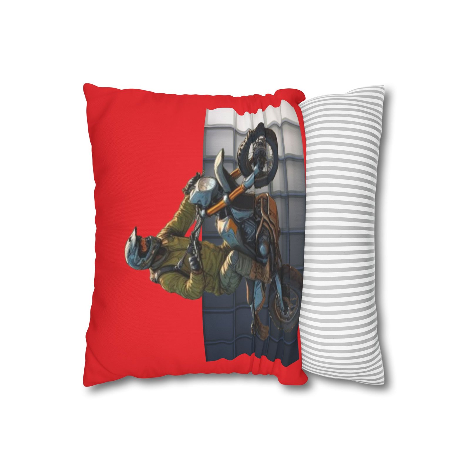 Scrambling Bikes Square Poly Canvas Pillowcase - Image 2