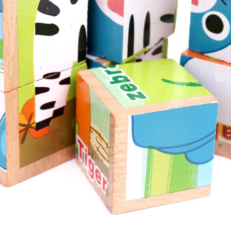 High-grade Six-face Picture Wooden Jigsaw 3D Puzzle Toys Children's Early Educational Toy Cube Jigsaw Puzzle Baby Kids Gifts - Image 3