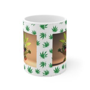 Cannabis Leaves Print Ceramic Coffee Cups, 11oz, 15oz